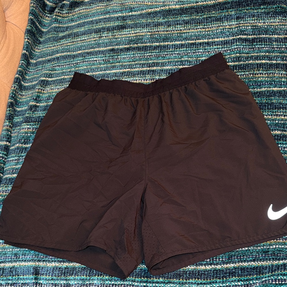 Nike Black Shorts with White Swoosh Logo Adult S